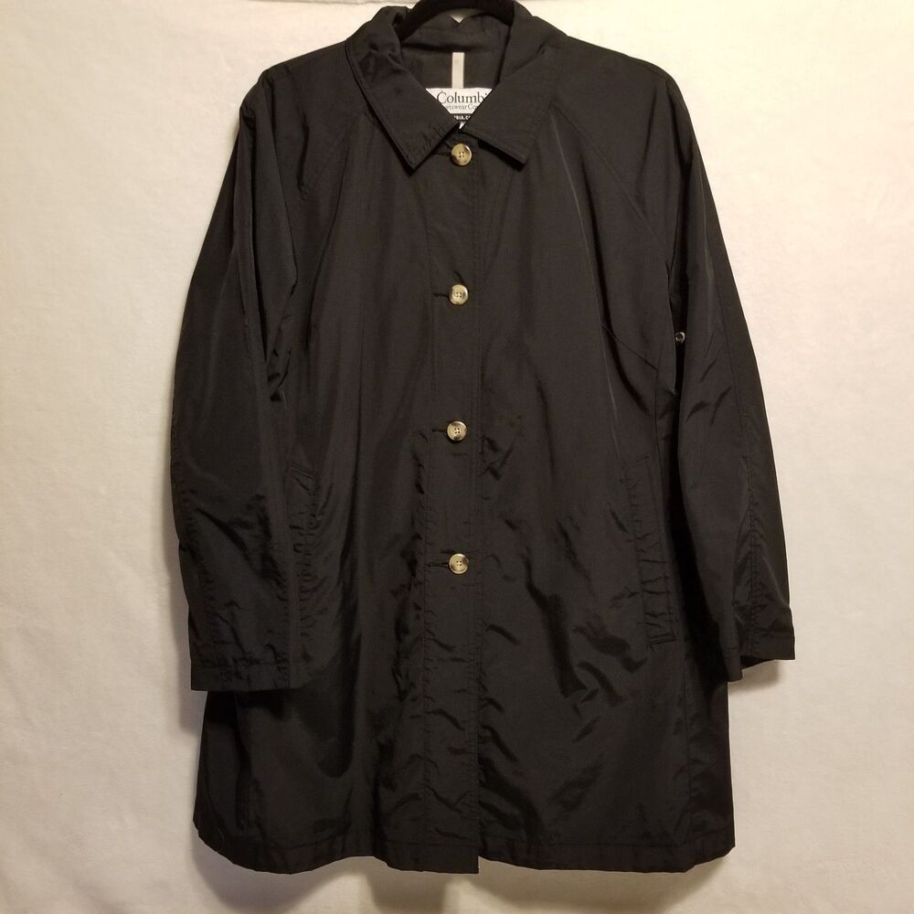 Columbia XL Jacket Black Nylon Mid Length Lined Weather Resistant Classic Basic